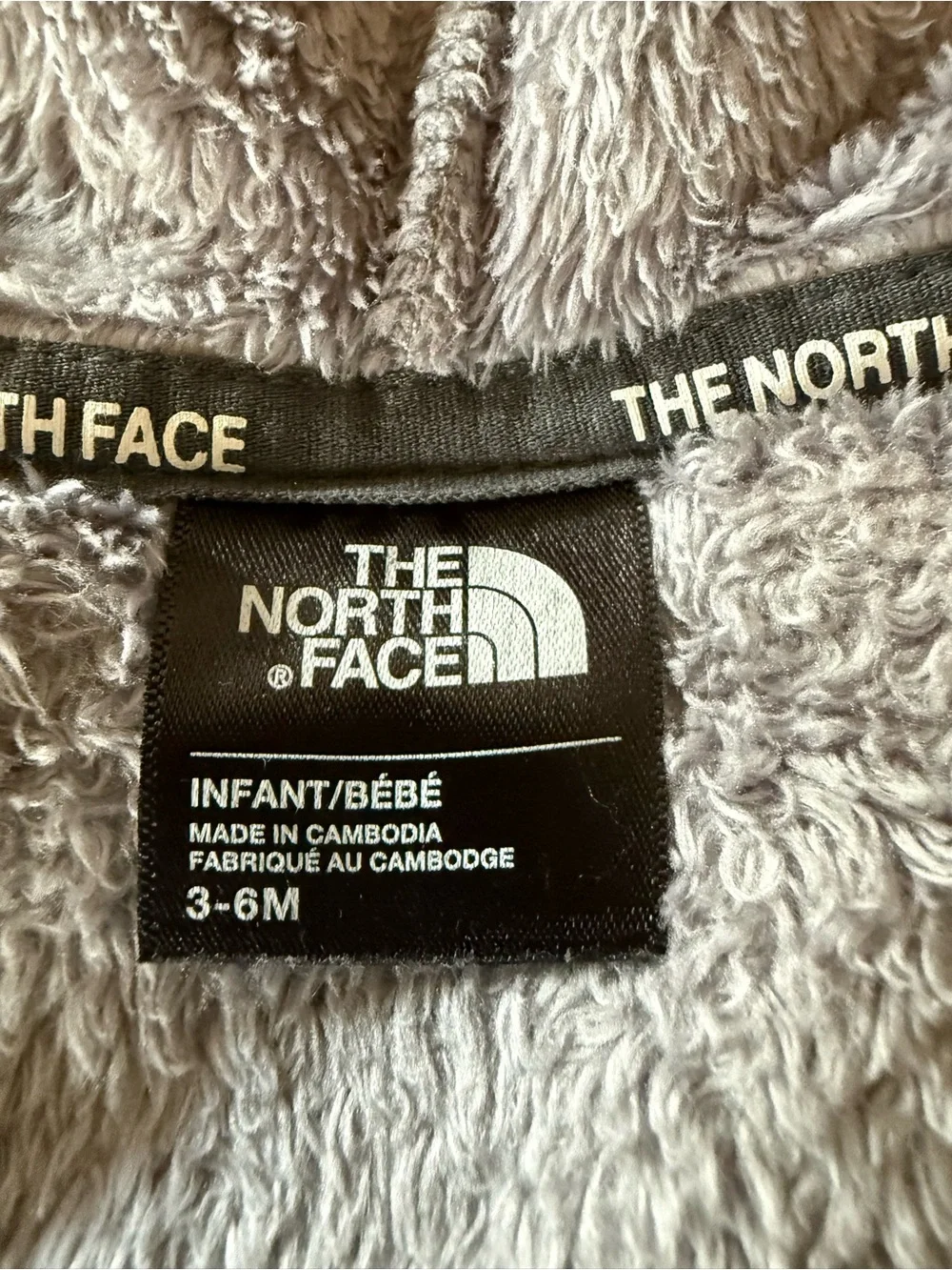 The North Face Infant Baby Oso Fleece Hoodie, Full Zip, Super-Soft, Size 3-6M.